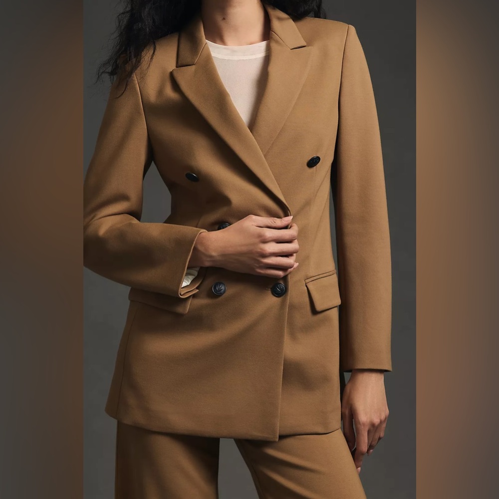 New Rag & Bone Warren Ponte Blazer Double Breasted Camel Tan Size 6 Jacket Work